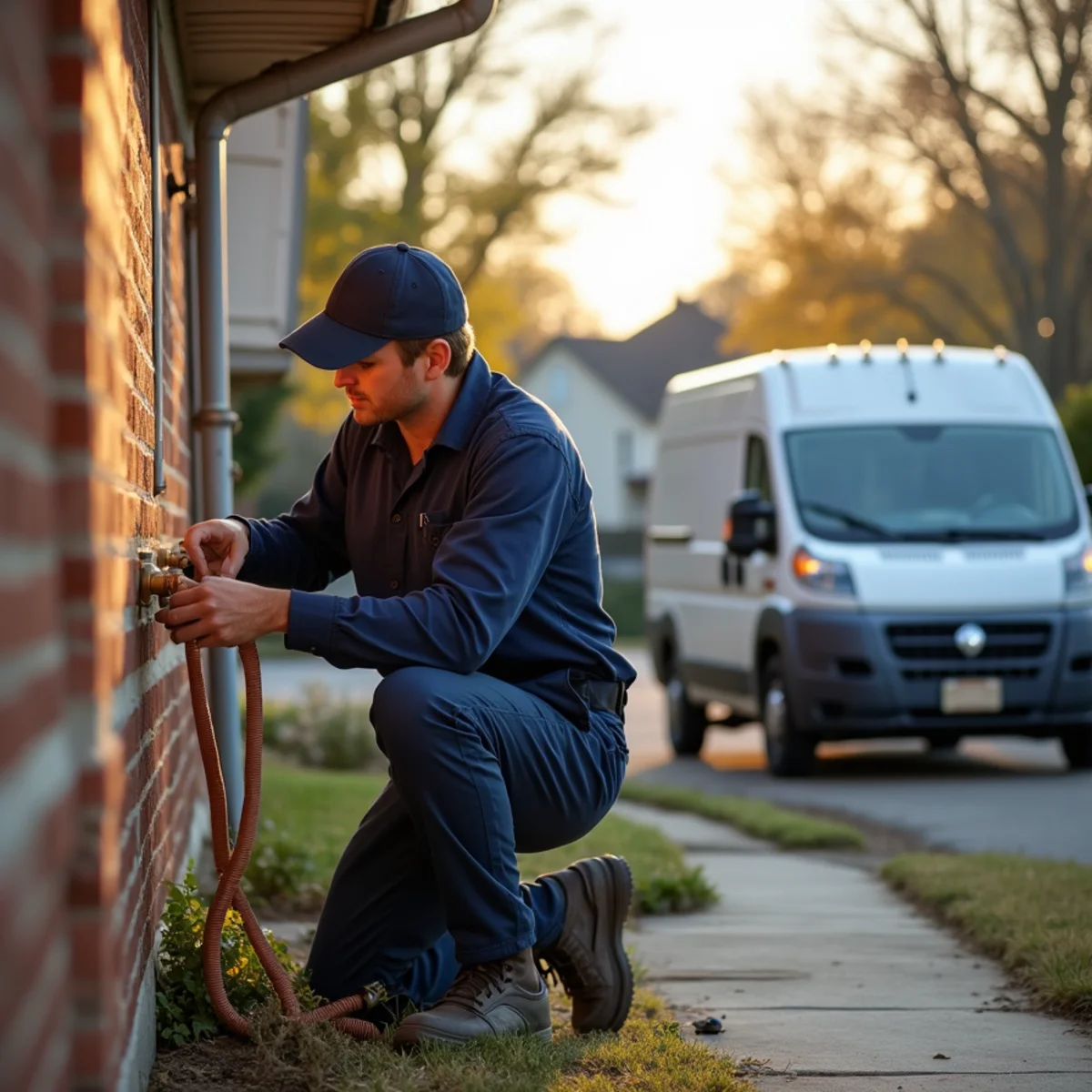 Plumber repiping narrow galvanized supply lines in a 1940s Berkley, MI starter home