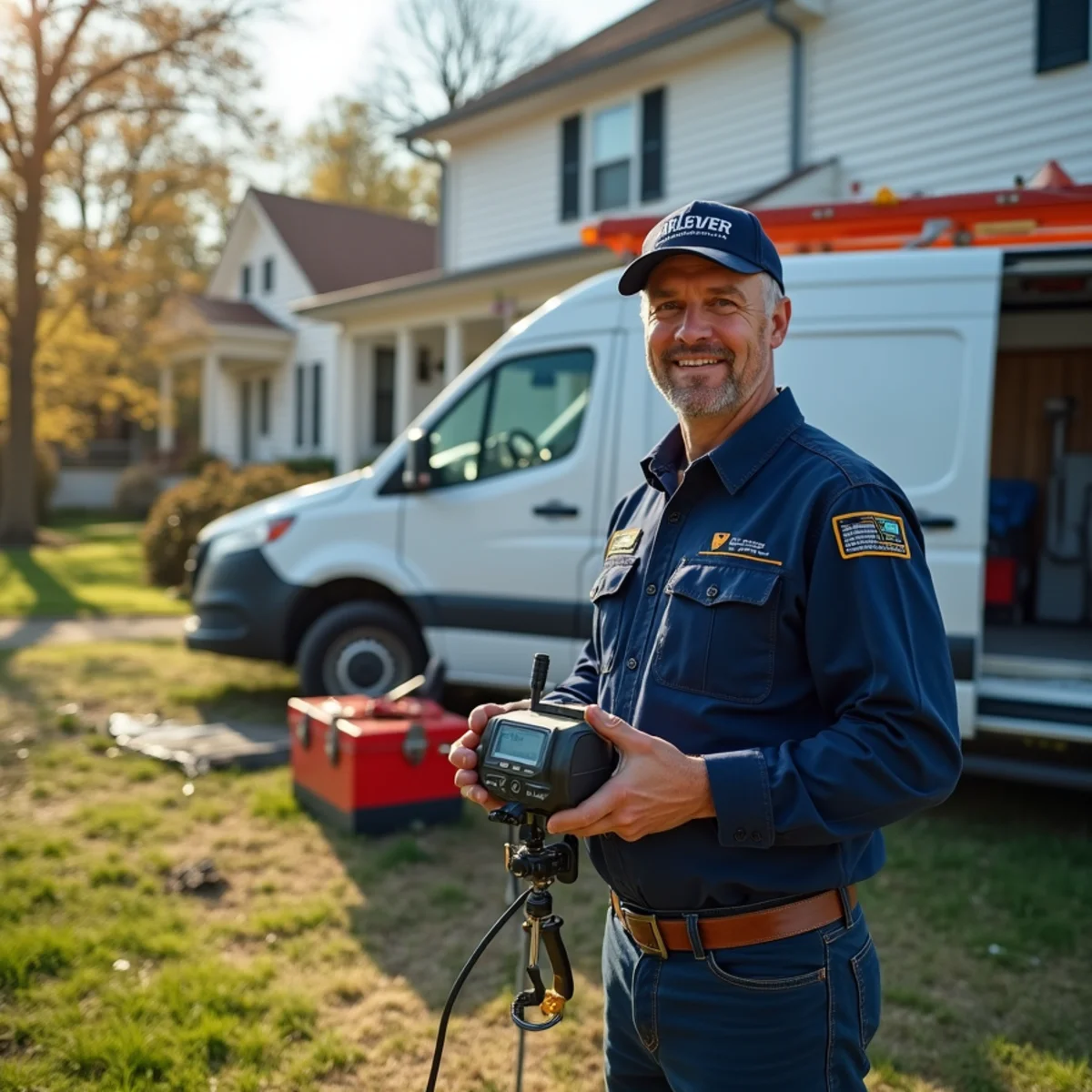 Plumber servicing a historic 19th-century home on a well in Franklin, MI