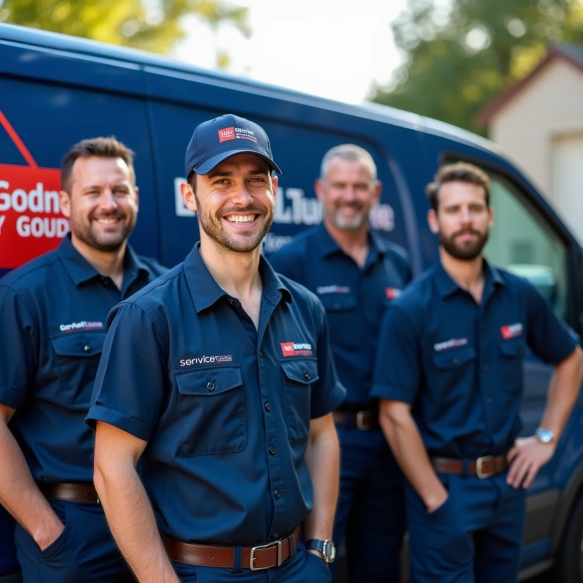 The Bloomfield Hills Plumbing Pros team beside a branded service van