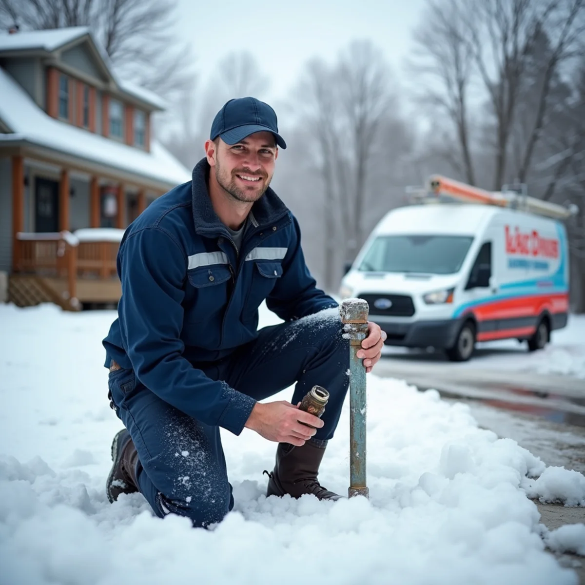 Plumber winterizing a lakefront home on private well water in Lake Angelus, MI