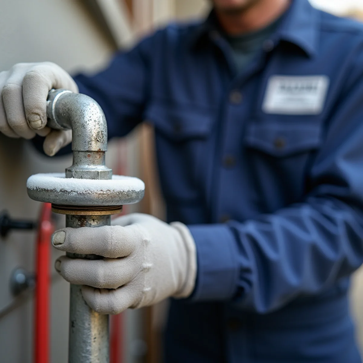 Hard-water scale buildup inside a water heater and on fixtures in an Oakland County home