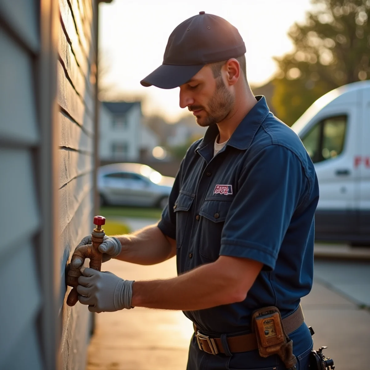 Plumber replacing an old lead service line in a pre-1930 Pontiac, MI home