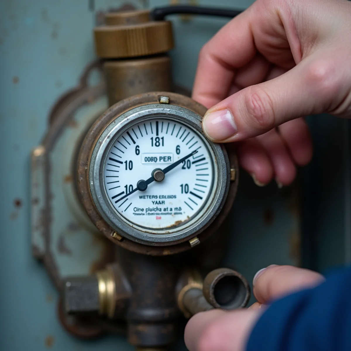 A water meter still spinning with every fixture turned off, indicating a leak